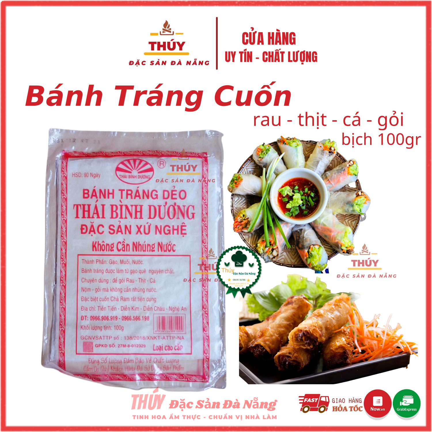[ bánh tráng cuốn] Bánh Tráng Dẻo Thái Bình Dương bịch 100gr  mềm mỏng dai  Dùng Cuốn Ram - Cuộn Gỏi- cuốn rau thịt cá - cuốn bánh xèo