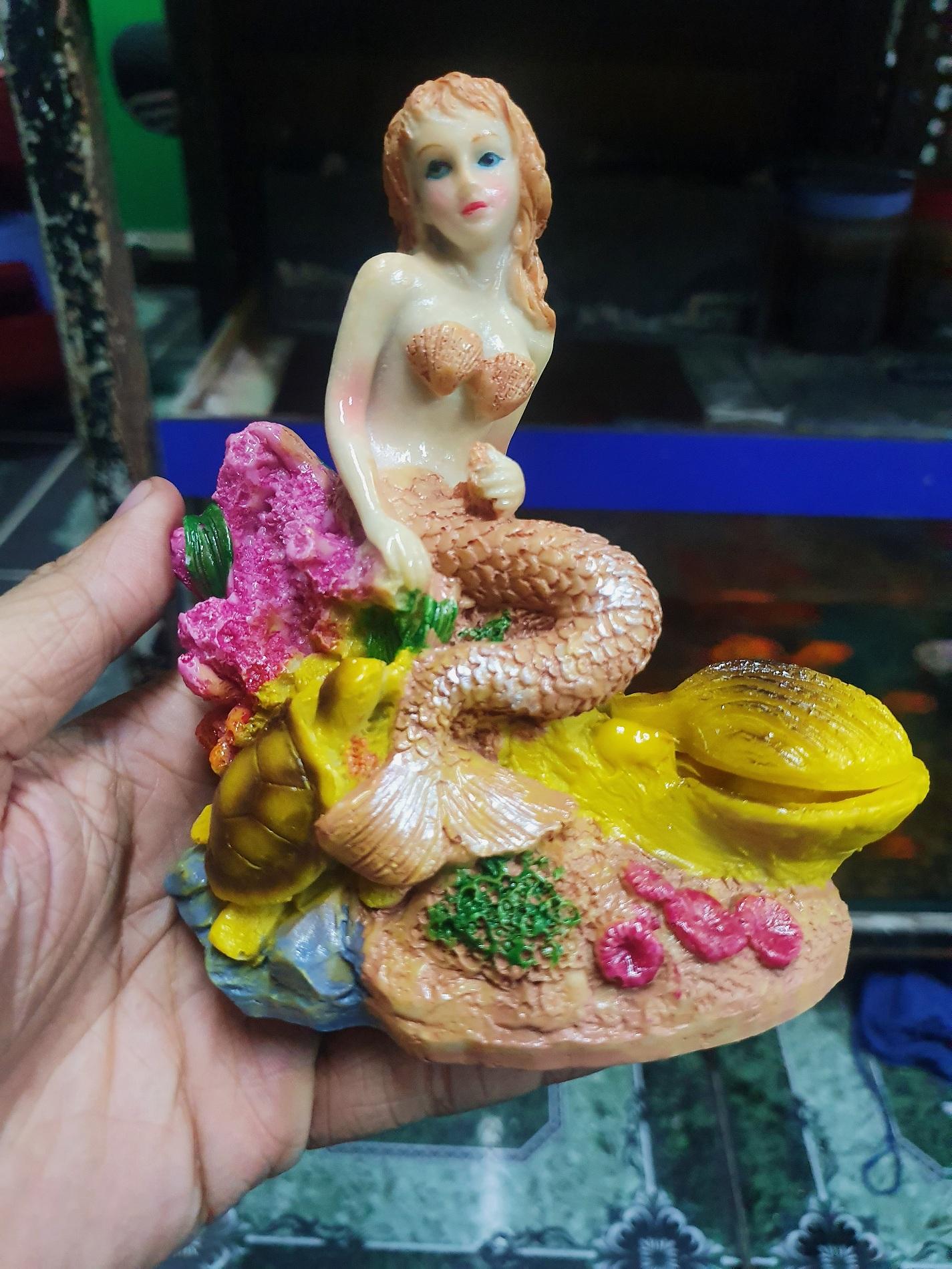 "hoàn tiền đến 10%" sò đóng mở nắp nàng tiên cá trang trí hồ cá non bộ 14x7x16cm
