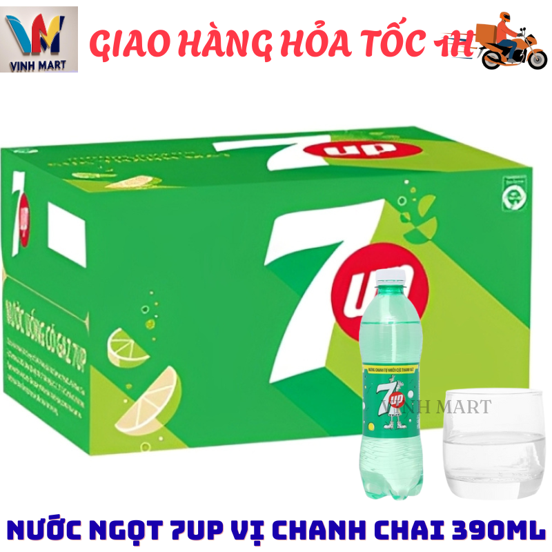 [ CHỈ GIAO CHO ĐƠN HỎA TỐC Ở HCM ] 7UP Nước Ngọt Có Ga Vị Chanh Thùng 24 Chai 390 Ml