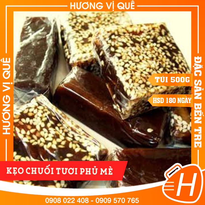 Kẹo chuối tươi phủ mè - túi 500g - đặc sản bến tre