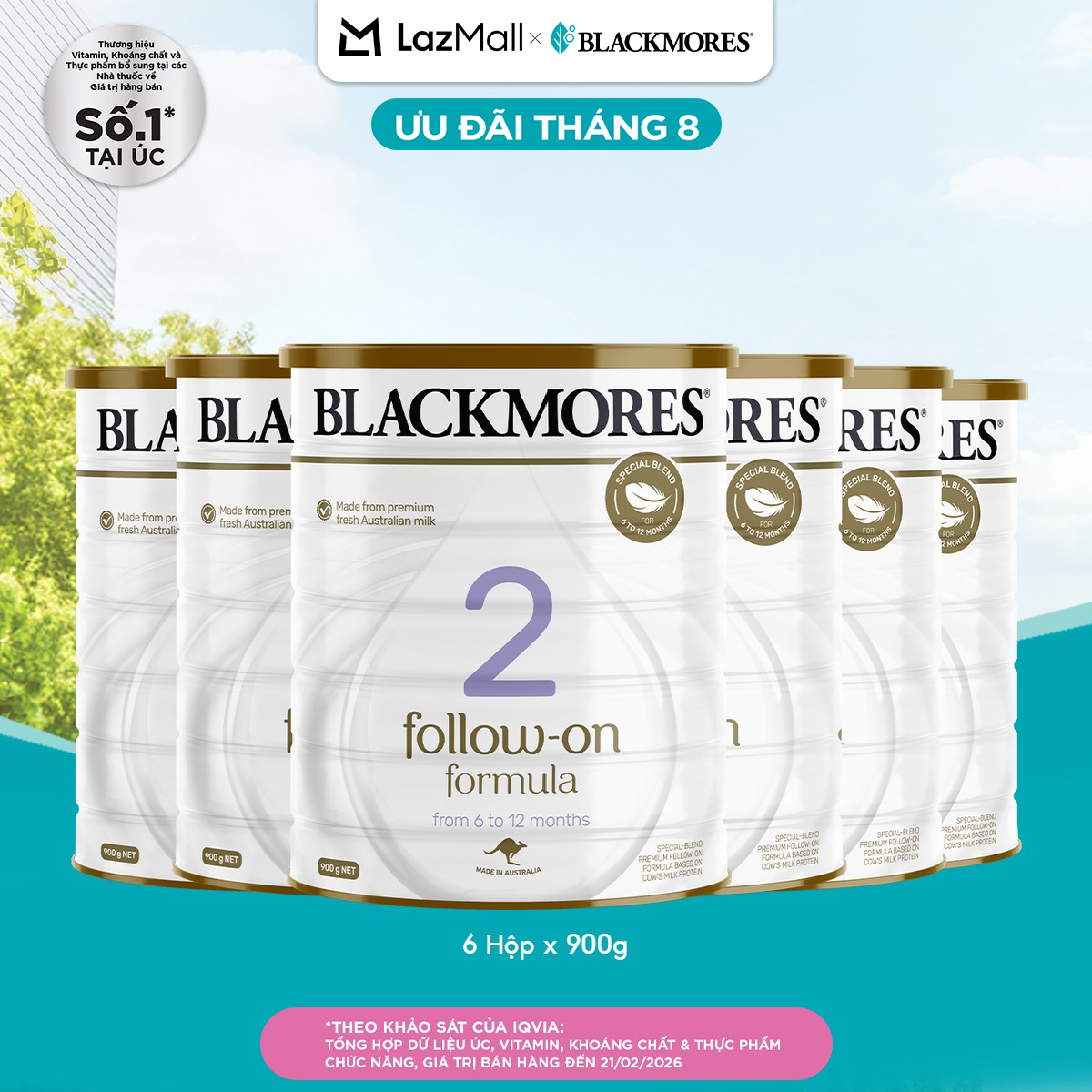 [DATE MỚI] Combo 6 Hộp Sữa Blackmores số 2 Follow-On Formula (900g)