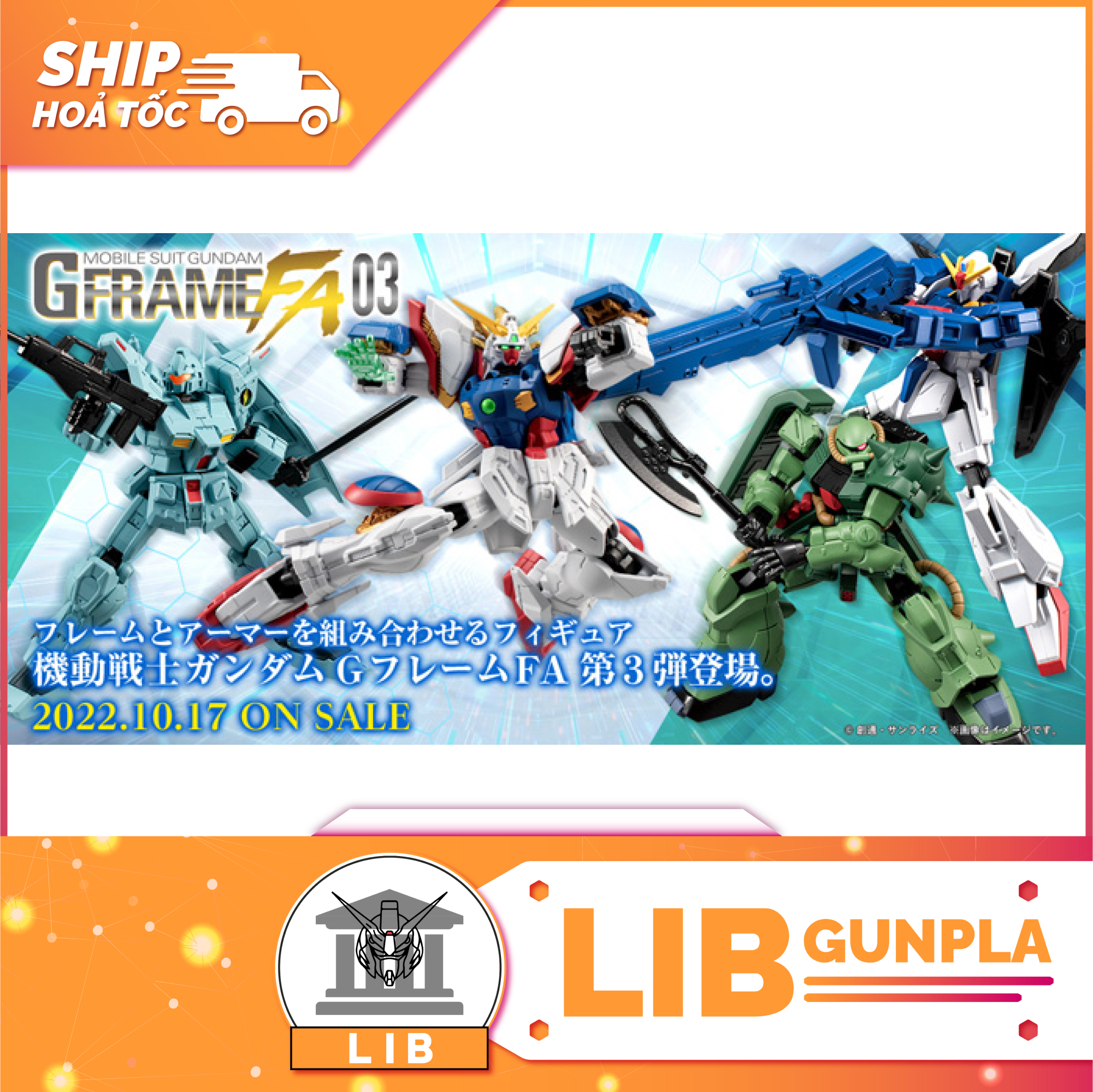 Mô hình lắp ráp Gundam Bandai Candy Toys G-Frame FA 03 Zeta Gundam / Shining Gundam / Zaku 2 / GM Custom