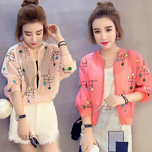 Áo Khoác Voan Bomber Phong Cách Hàn Quốc