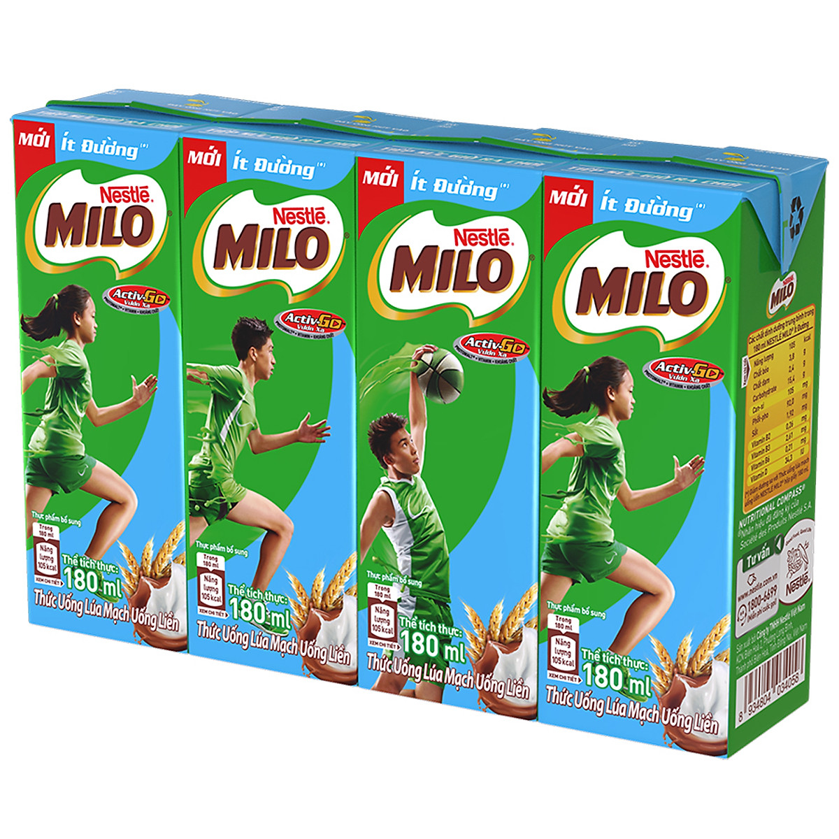 Sữa milo ít đường 180ml 48 hộp