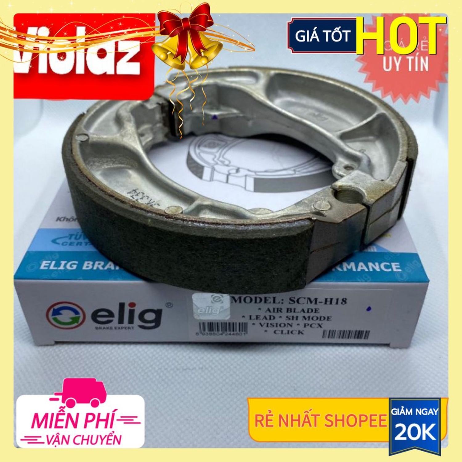 Bố thắng đùm ELIG AirBlade, Click, Lead, SCR, PCX, Sh Mode, Vision, AirBlade, Vario, Scoopy má phanh SCM H18 cơ sau - Hàng chuẩn, giá lẻ như giá sỉ