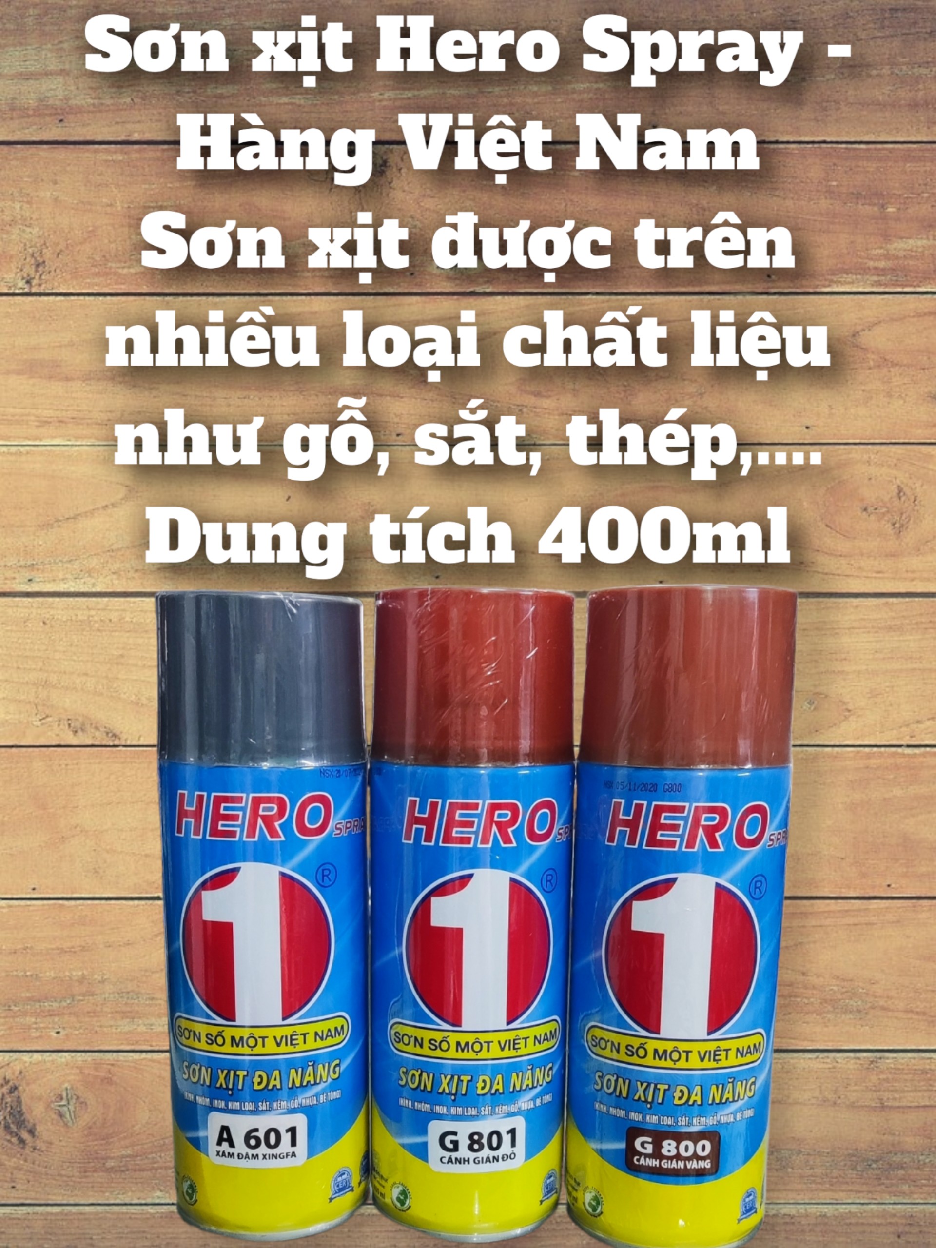 Sơn xịt đa năng Hero Spray sơn được trên nhiều chất liệu- Màu đẹp, bền lâu - Hàng Việt Nam - dung tích 400ml