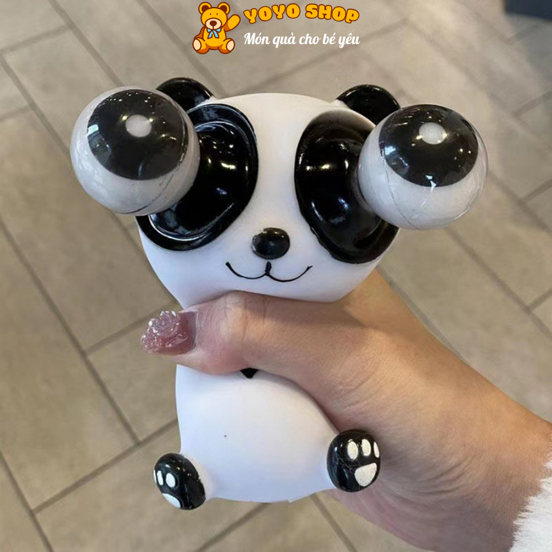 Gấu trúc panda đồ chơi bóp lòi mắt xả stress, xả giận, lắc bóp tay hài hước, đàn hồi tốt - yoyo shop kids