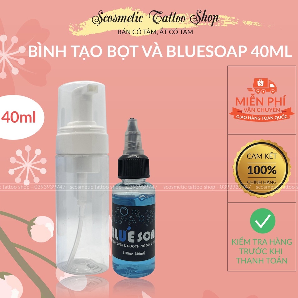Bình Tạo Bọt - Nước rửa Bluesoap nhỏ hỗ trợ anh em art Tattoo