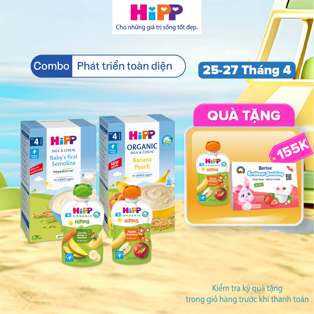 Combo ăn dặm HiPP Organic số 2: Phát triển toàn diện