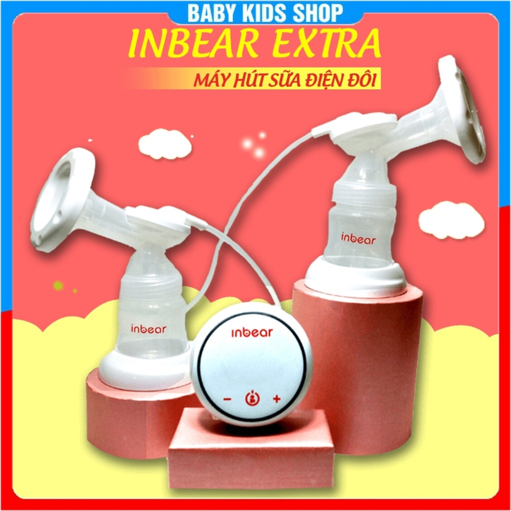 Máy Hút Sữa Điện Đôi Cao Cấp INBEAR EXTRA 💖FREESHIP💖 Có Pin Sạc Tiện Lợi💥Hút Êm Không Đau Tiếng Ồn Nhỏ - Bảo Hành 12 T