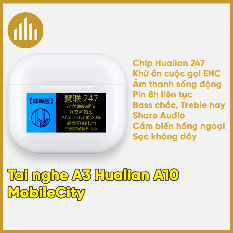Tai nghe a3 hualian a10 cao cấp | chống ồn chủ động | khử ồn môi trường | pin trâu | sạc không dây