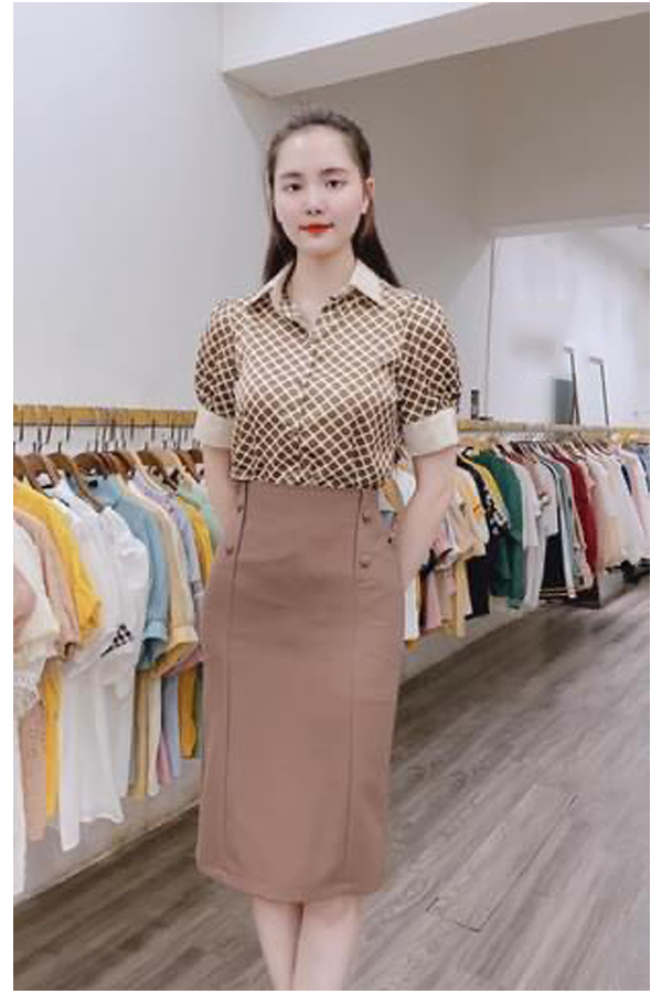 Chân váy bút chì phối nút sang chảnh chân váy công sở đẹp trẻ trung