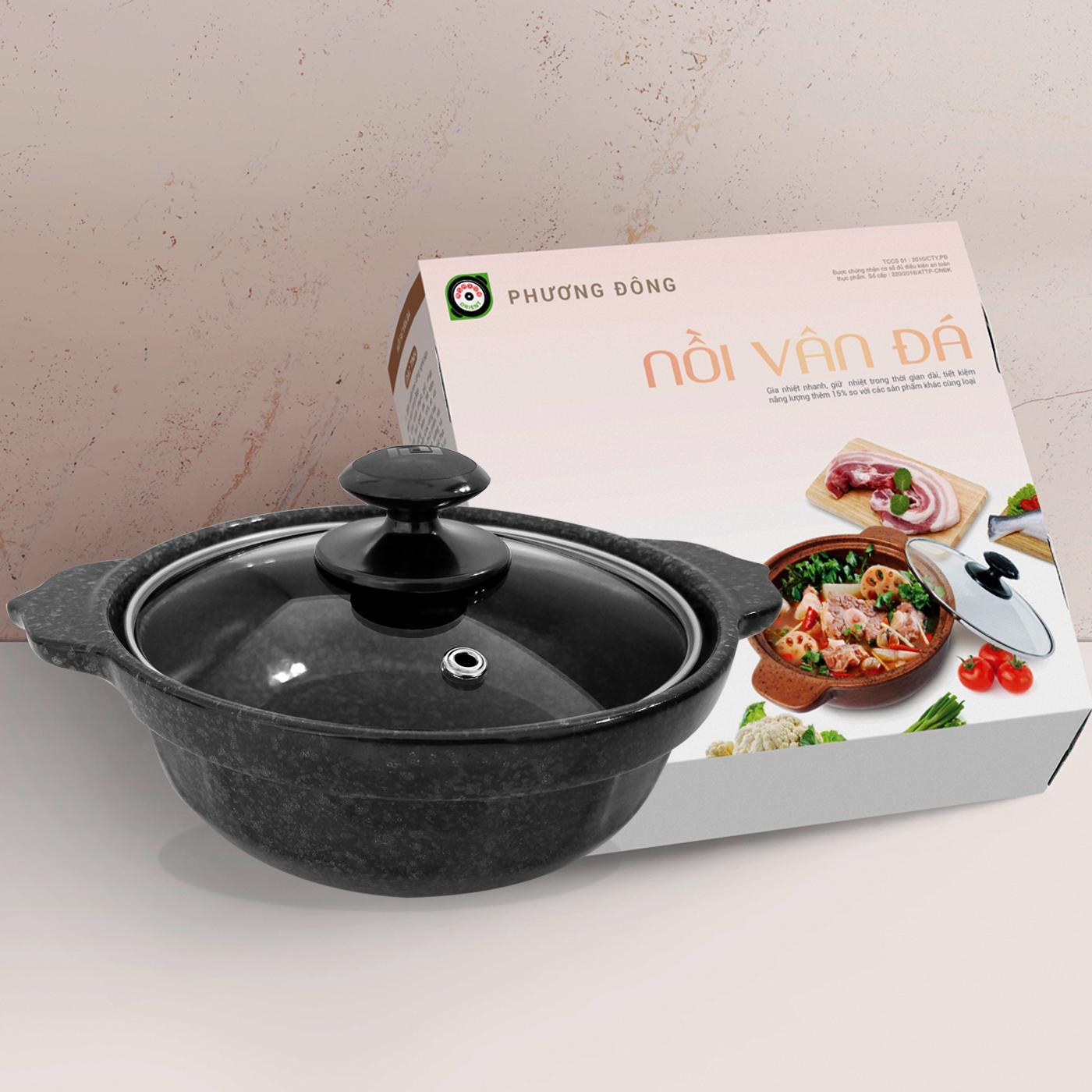 Nồi sứ cạn vân đá Phương Đông PDVC-1.5L