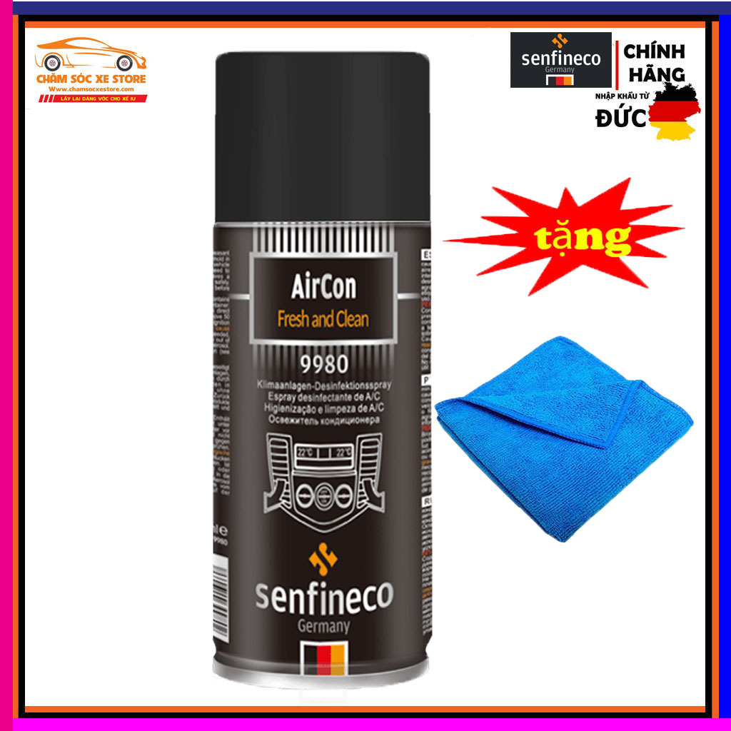 Khử mùi kháng khuẩn dàn lạnh senfineco aircon fresh and clean 9980 - 200ml tặng khăn
