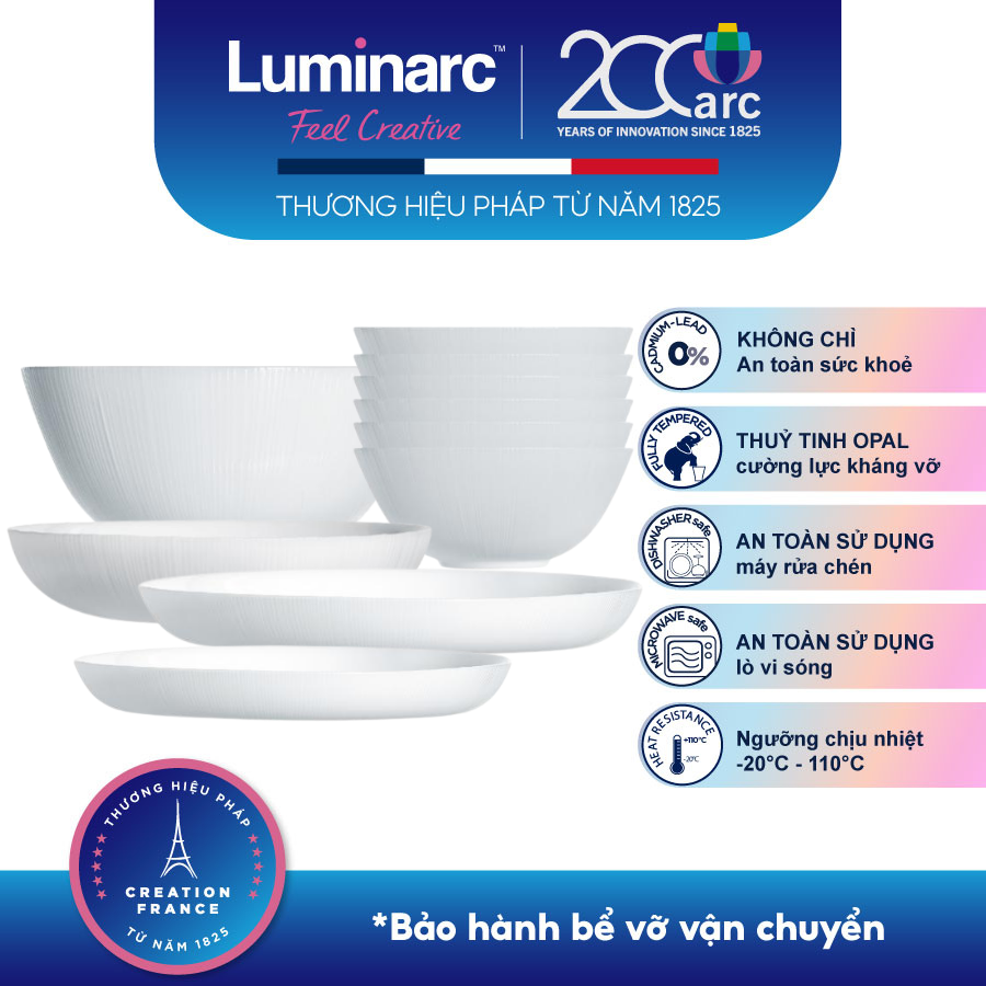 Bộ Bàn Ăn Tô Chén Đĩa Thuỷ Tinh Cường Lực Luminarc Diwali Lines - LUDILI12M