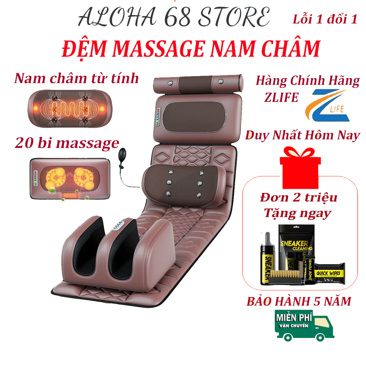 Đệm massage toàn thân Zlife Việt Nam, Nệm massage toàn thân loại tốt kèm máy massage chân máy massage lưng và cột sống mát xa xoa bóp giúp tác động sâu giảm đau mỏi toàn thân bảo hành 5 năm