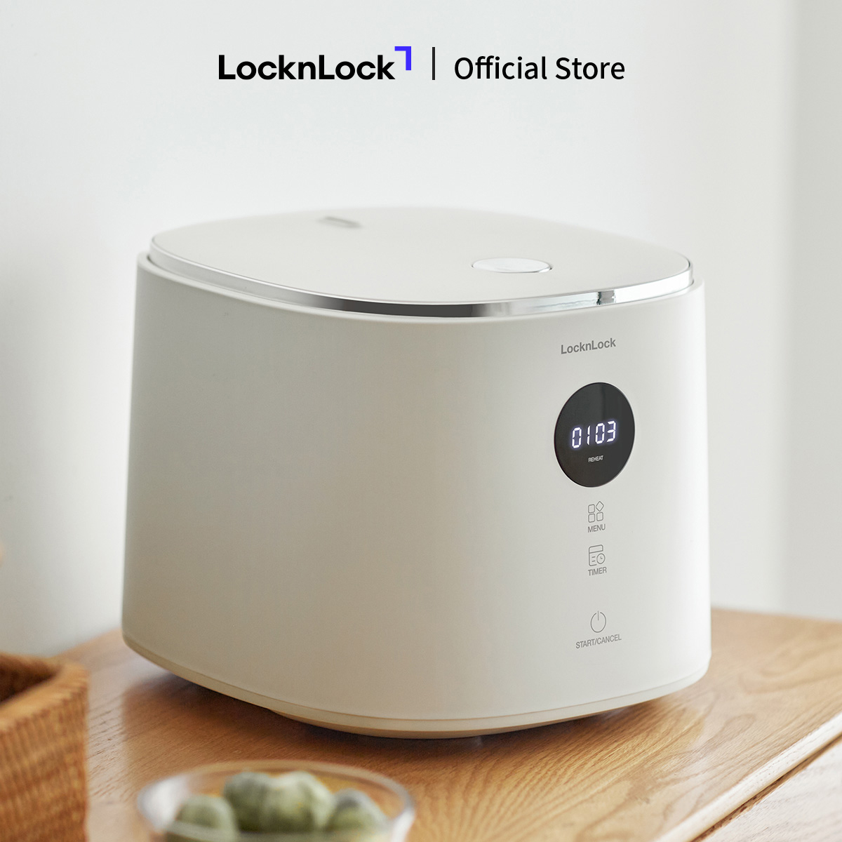 Nồi cơm điện LockLock Bianco Nemo rice cooker 1.2L- Màu ngà EJR384IVY nấu đa năng 6 chế độ, giữ ấm 24h, màn hình LCD