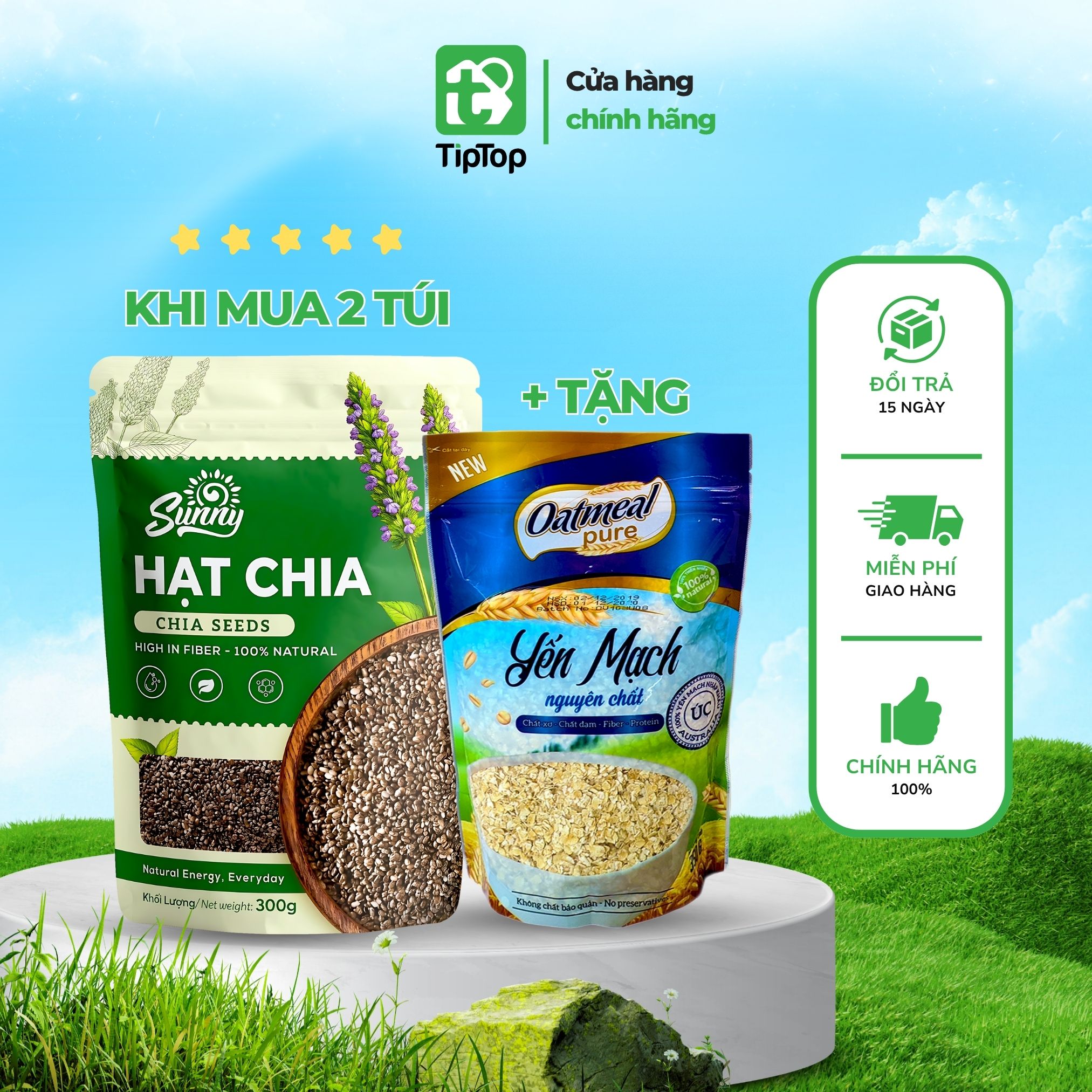 Hạt chia nguyên chất Sunny nhập khẩu túi 300g (tặng yến mạch)