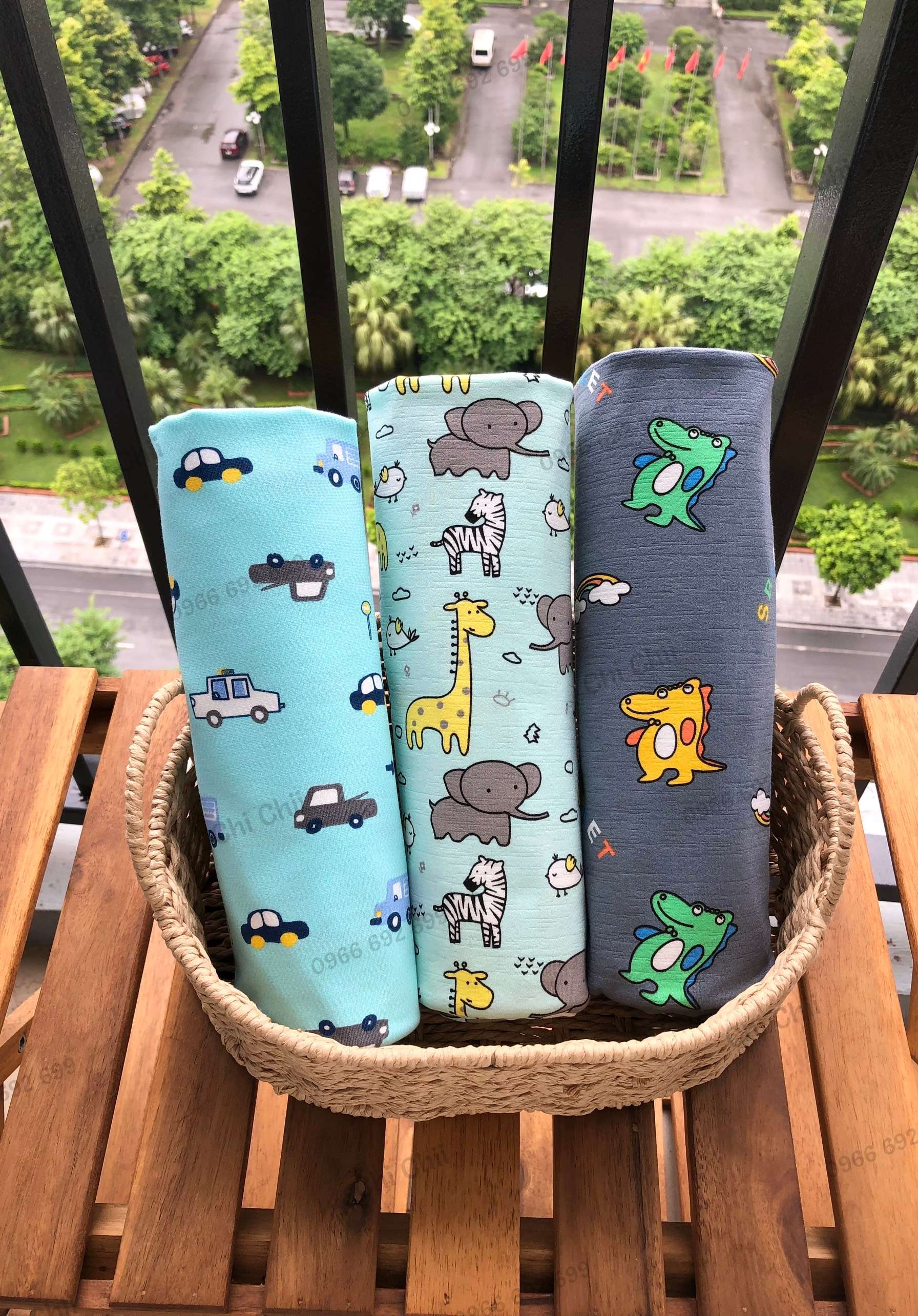 Vải cotton hình co giãn 4 chiều chất đẹp, may hè - thu cho bé - vải chi chii