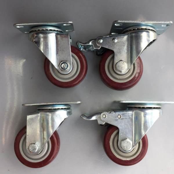 Bộ 4 bánh xe đẩy chịu tải trọng đường kính 70mm(bao gồm 2 bánh cố định và 2 bánh xoay được)