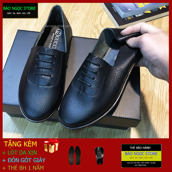 Giầy Lười Nam Da Bò Tấm Siêu Mềm - Giày Da Nam Da Bò Thật - Bảo Hành 12 Tháng - Đế Cao Su Đúc - Mã K551 Đen