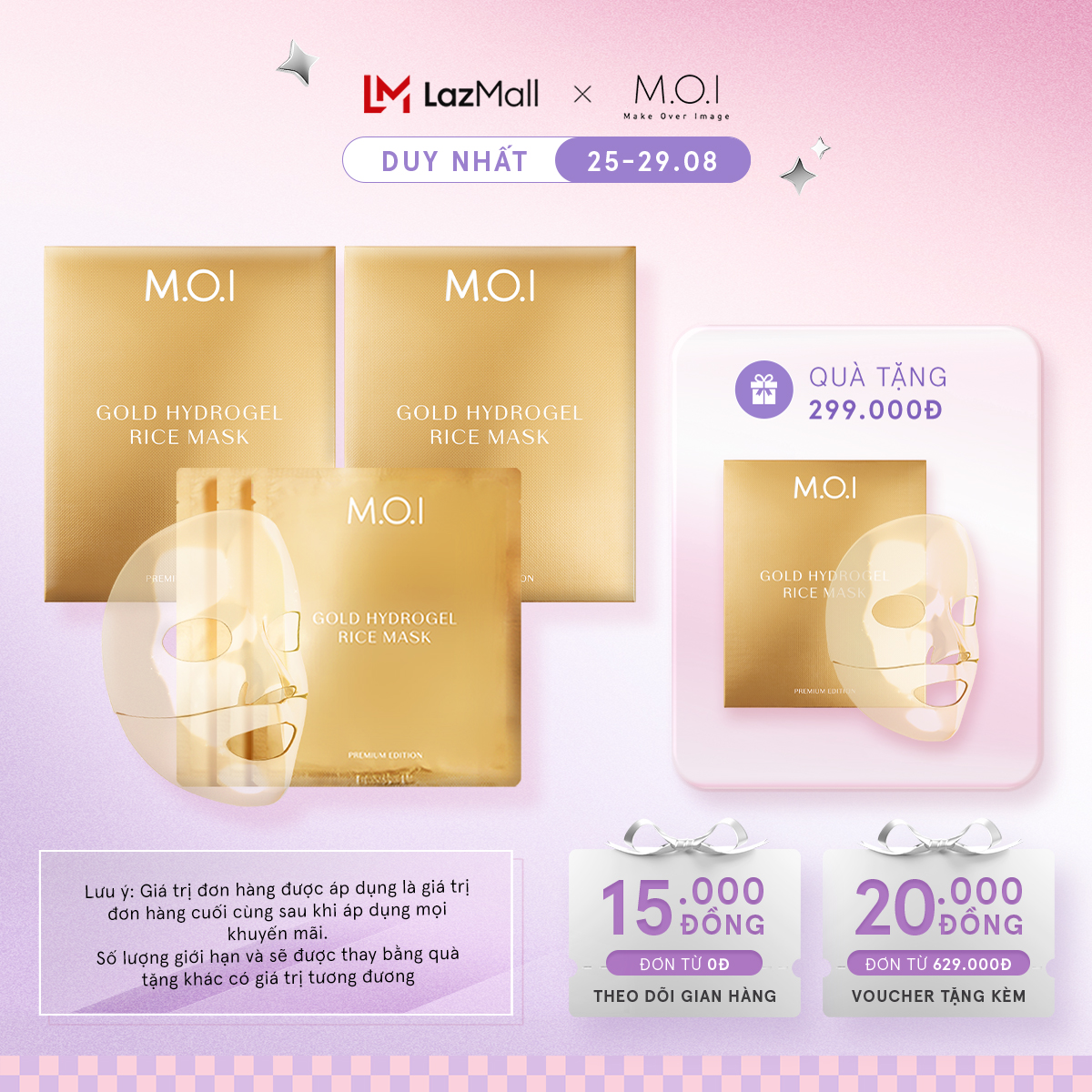 Combo 2 hộp mặt nạ gạo hydrogel vàng phiên bản cao cấp - hộp 3 miếng