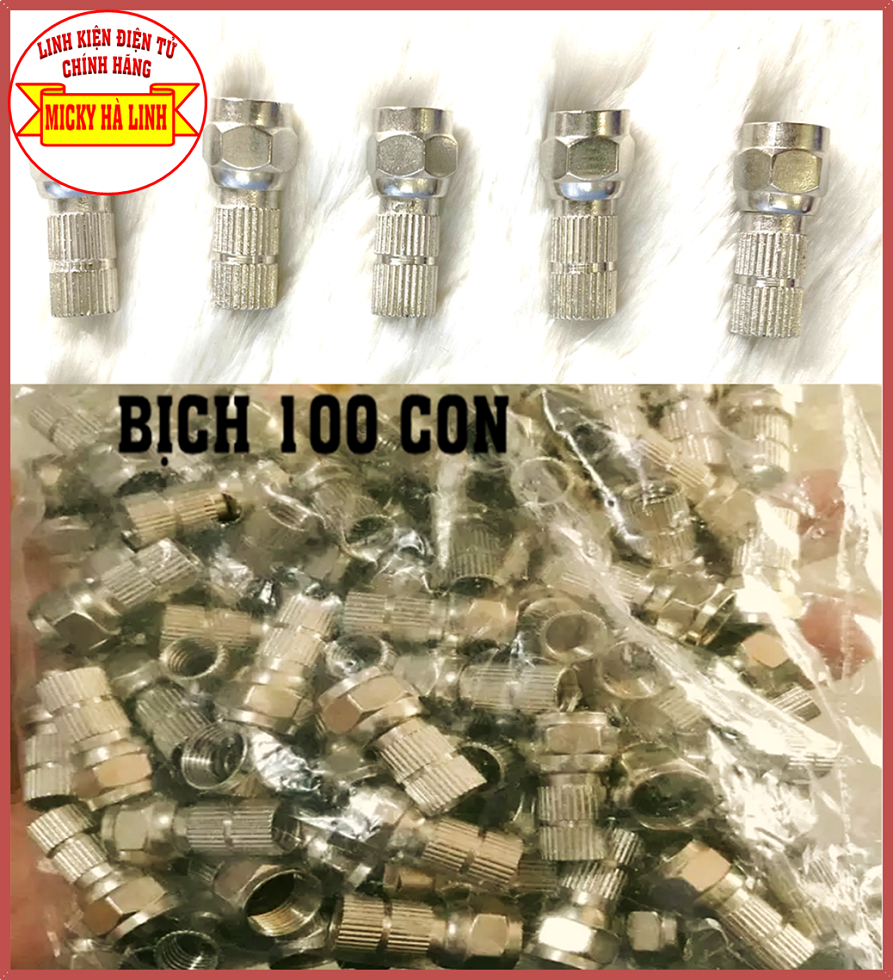 [HCM]Jack F5 tốt Rắc Vặn F5 loại xịn chống nước tốt Rắc vặn kết nối dây cáp TV (Bịch 100 con)