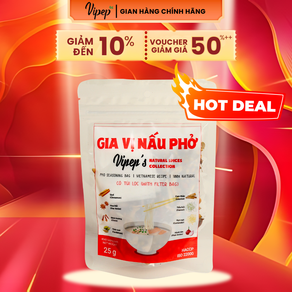 Gia vị nấu phở bò tự nhiên vipep 25g - gia vị vipep