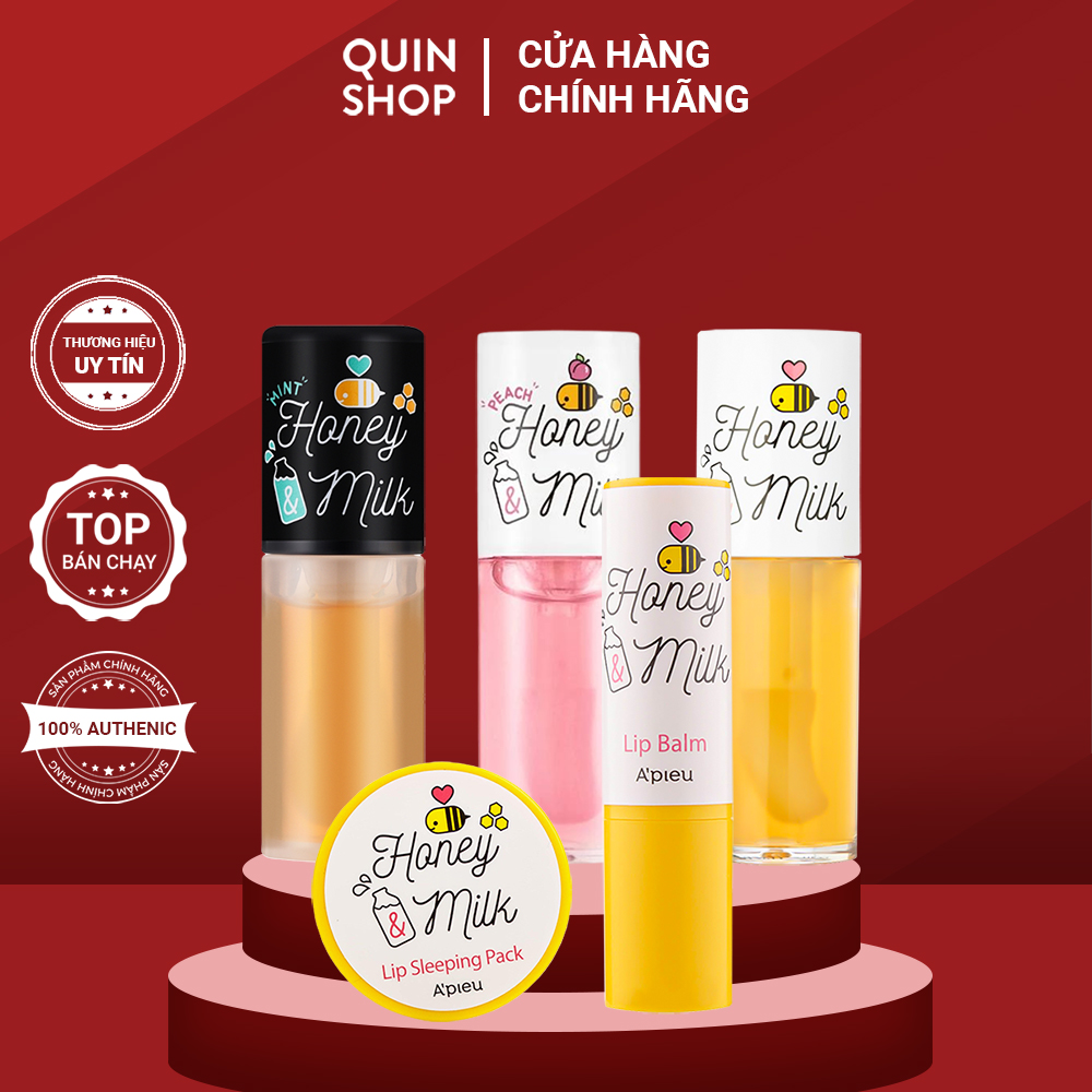 Dầu dưỡng, son dưỡng, mặt nạ ngủ cho môi a’pieu honey & milk lip oil, lip balm, lip sleeping pack