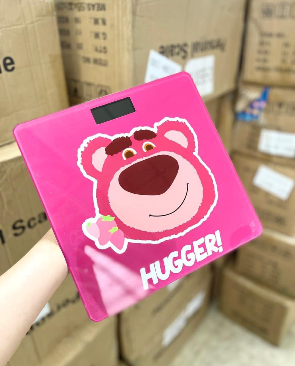 Cân điện tử gấu hồng theo dõi sức khỏe , cân gấu dâu cute cân đo sức khỏe