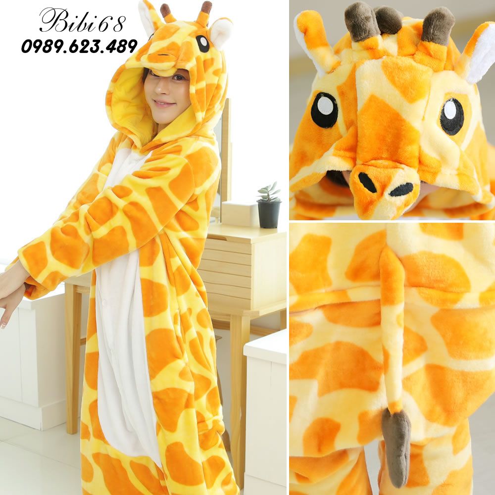 Bộ đồ ngủ hình thú hươu cao cổ liền thân lông mịn Pijama Động Vật Hoạt Hình cho trẻ em người lớn Cosplay nhiều màu chất liệu đẹp đón giáng sinh HOT độc và lạ decoshop68 1943