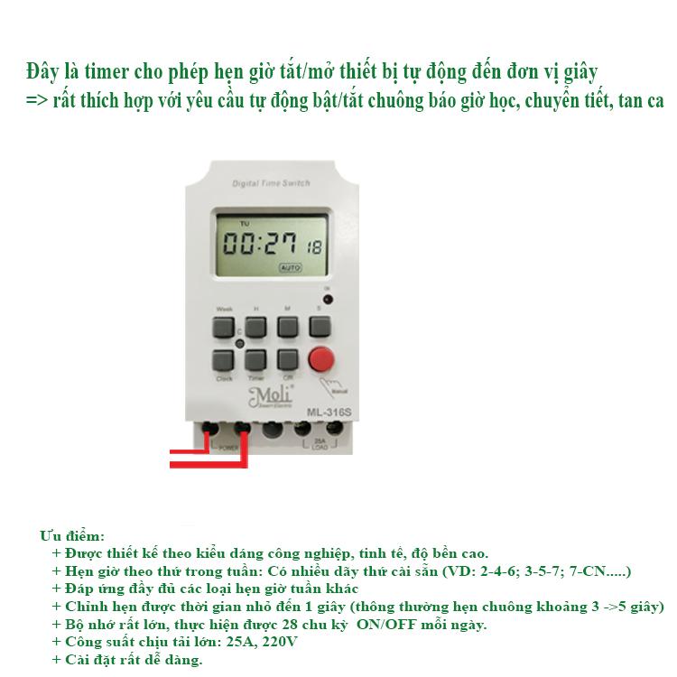 Timer hẹn giờ KG316S 28 chu kỳ thời gian hẹn giờ tối thiểu 1 giây