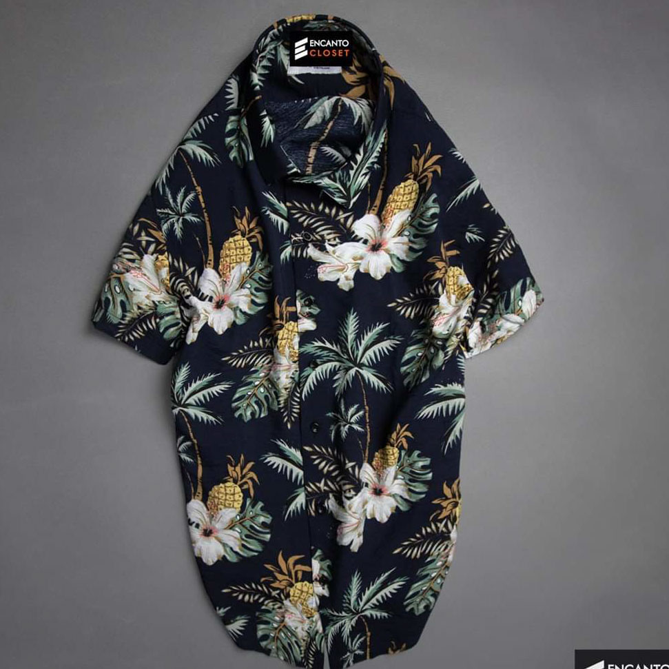 [HCM]Áo sơ mi Hawaii áo hoa lá cây áo đi biển vải kate đũi - ASM39