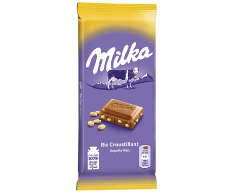 Socola sữa nhân gạo giòn 100g - Chocolate Milka lait riz croustillant (crispy rice)