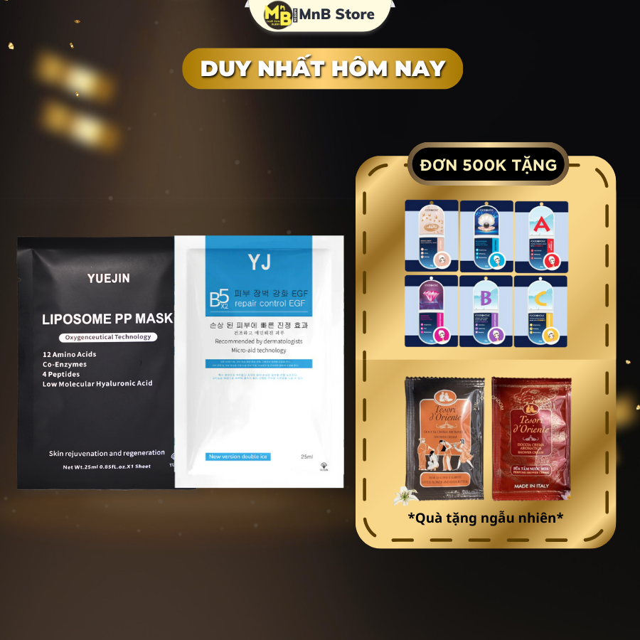 Mặt nạ giấy phục hồi làm dịu da Yuejin B5 Repair Control EGF 25ml Mask đen siêu cấp ẩm cao cấp Yuejin Liposome PP 25g Hàn Quốc