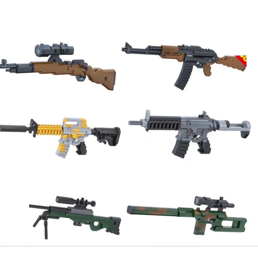 Đồ chơi lắp ráp lego Súng AK47, AWM,súng trường,lego súng lục có đạn nhựa đầu tròn