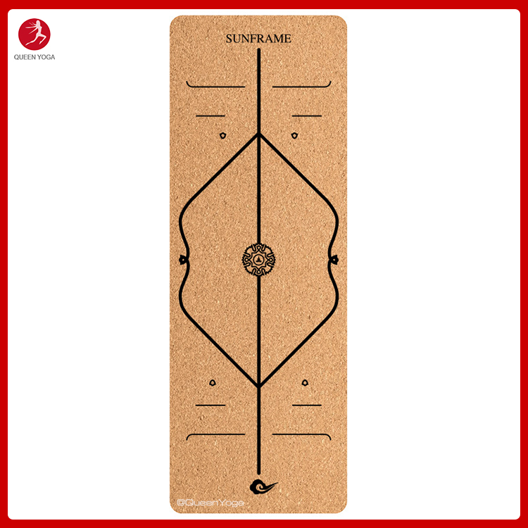 Thảm Tập Yoga Gym Định Tuyến Gỗ Bần SUNFRAME Cao Cấp Dày 7mm - Tặng Túi Đựng Thảm Chống Nước