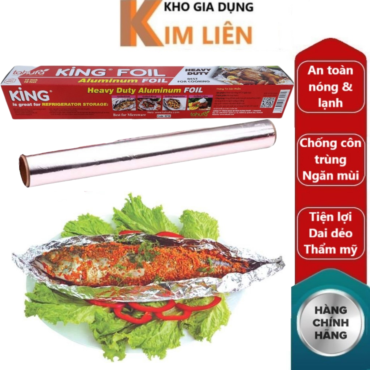 Màng nhôm / giấy bạc king foil bọc nướng thực phẩm 30cmx3m - chính hãng tahufa