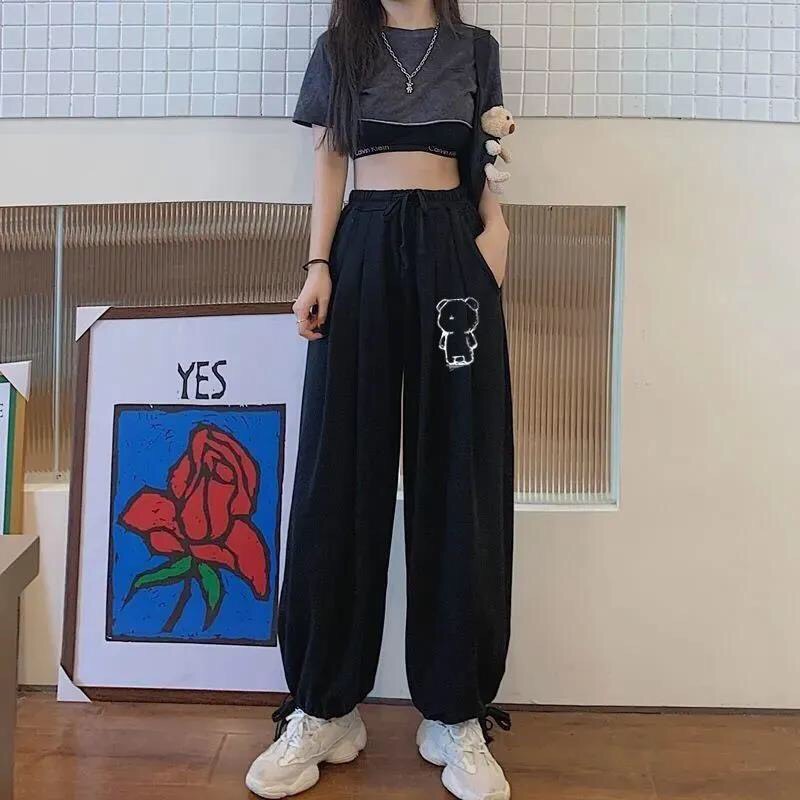 Quần boom dây rút gấu in gấu phản quang 100% cotton