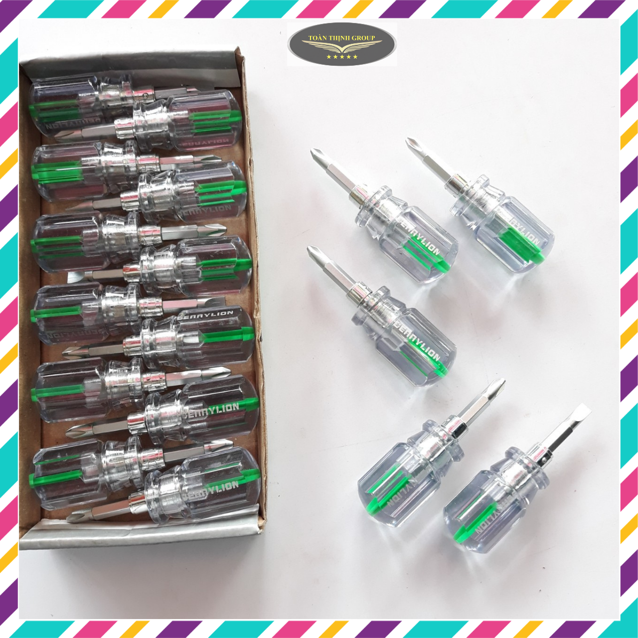 Tua vít 2 đầu sọc ngắn berrylion chính hãng - tô vít 2 đầu, chất liệu thép chống rỉ bền chắc