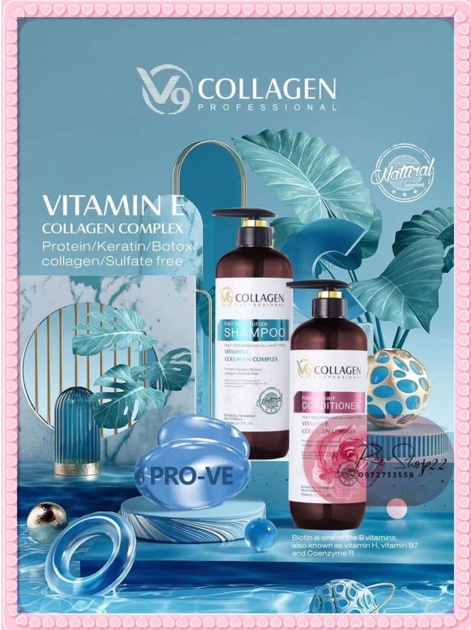Cặp gội xả Vitamin E Collagen complex v9 KÍCH THÍCH MỌC TÓC - PHỤC HỒI TÓC CHUYÊN SÂU( chính hãng) 860ml