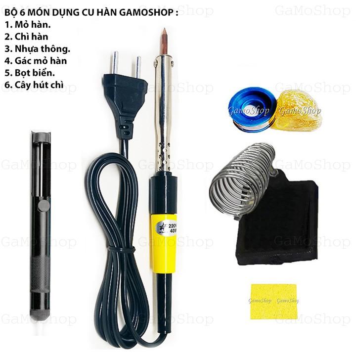 [HCM]Bộ 6Q- Mỏ hàn chì Cao Cấp 40W Bá Quang + 5 món phụ kiện hàn GaMo