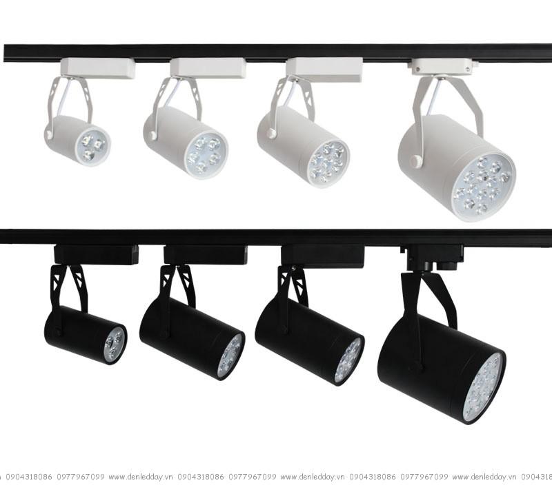 Bộ 8 đèn led rọi thanh ray 7w vỏ đen  ánh sáng trắng /vàng và 2 thanh ray 1 mét màu đen