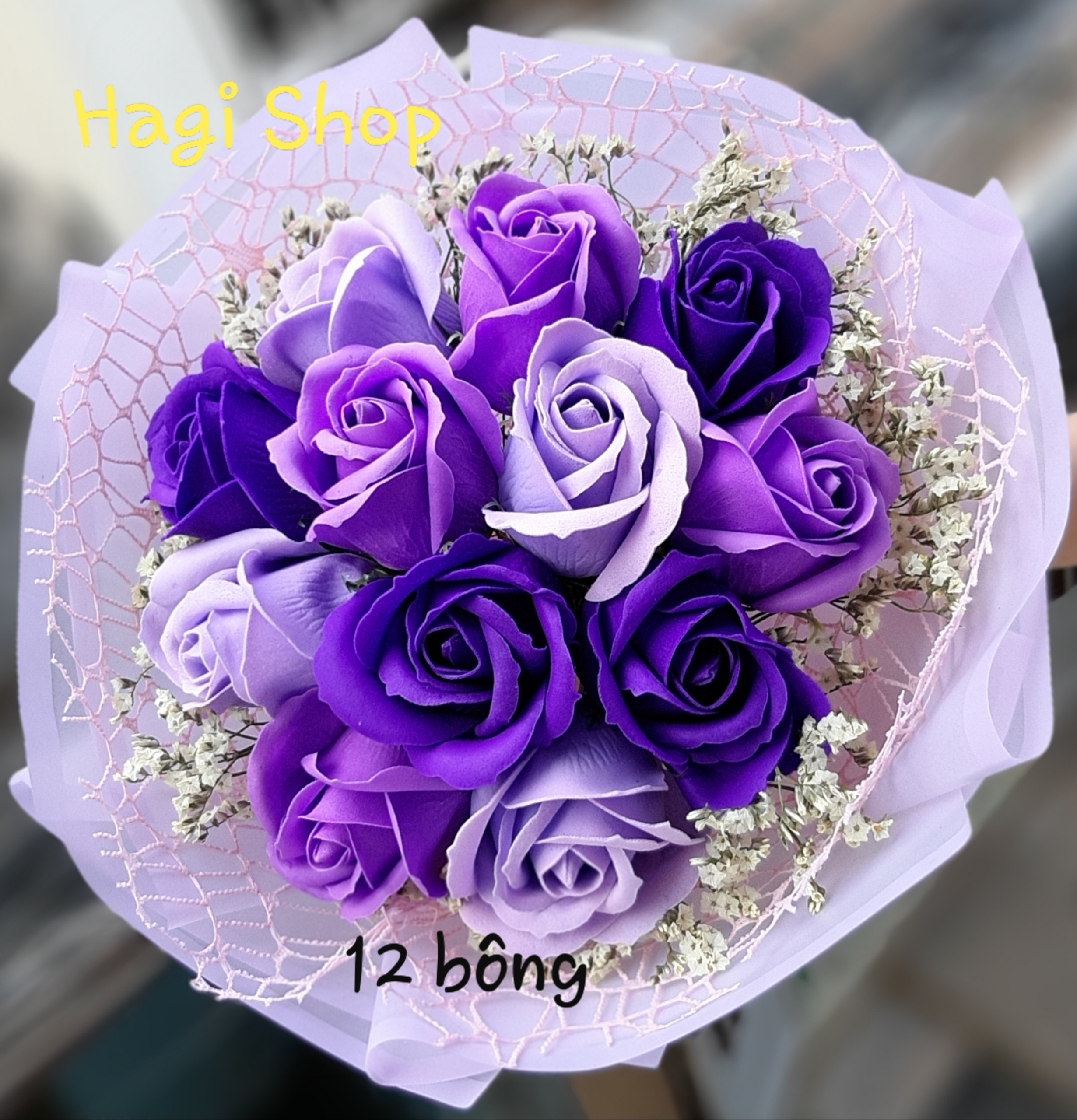 Quà tặng bạn gái Hoa sáp thơm 12 bông điểm hoa sao khô thích hợp làm quà tặng dịp Lễ 8/3, lễ 20/10