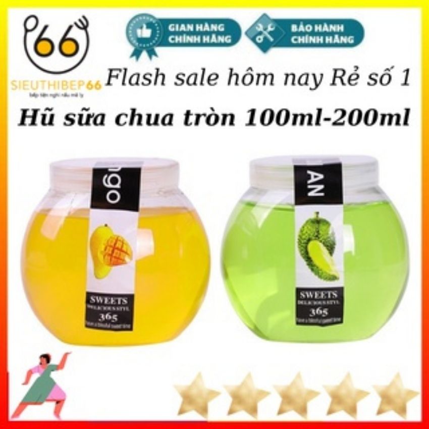[ Mua 20 Tặng 1Hũ ] Hũ Sữa Chua Thủy Tinh, Lọ Sữa Chua Tròn Nắp Nhựa Dung Tích 100ml - 200ml, Hũ Thủy Tinh Có Nắp Kiểu Dáng Đẹp Mắt, Nắp Đậy Giúp Bảo Quản Thực Phẩm, Làm Sữa Chua - Bánh Kem Flan- Caramen - Siêu Thị Bếp 66