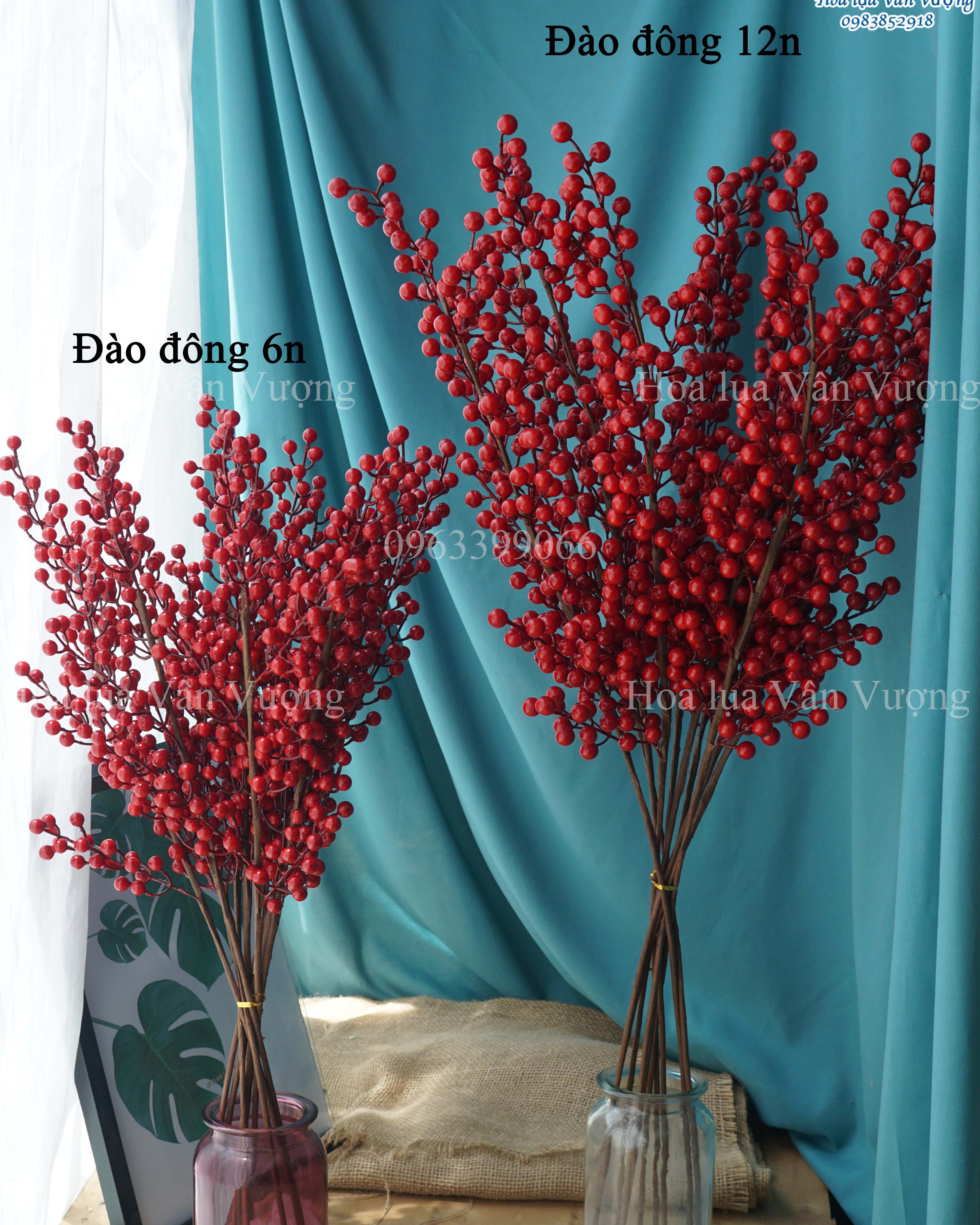 Hoa giả, cành đào đông 6 nhánh, 12 nhánh