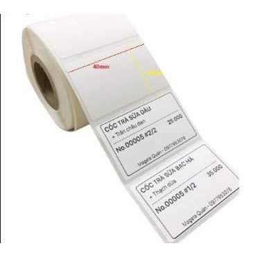 Giấy in mã vạch/ decal in mã vạch 1 tem cảm nhiệt 58 x 40 mm x 30m