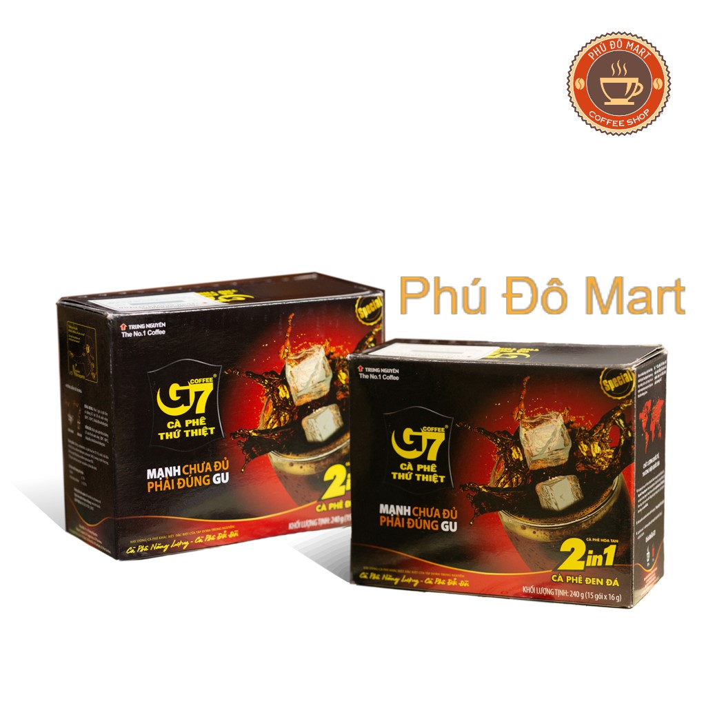 ( Freeship ) Cà Phê Hoà Tan  Đen Đường  G7 2in1 Trung Nguyên- Hộp 15 gói 16gr