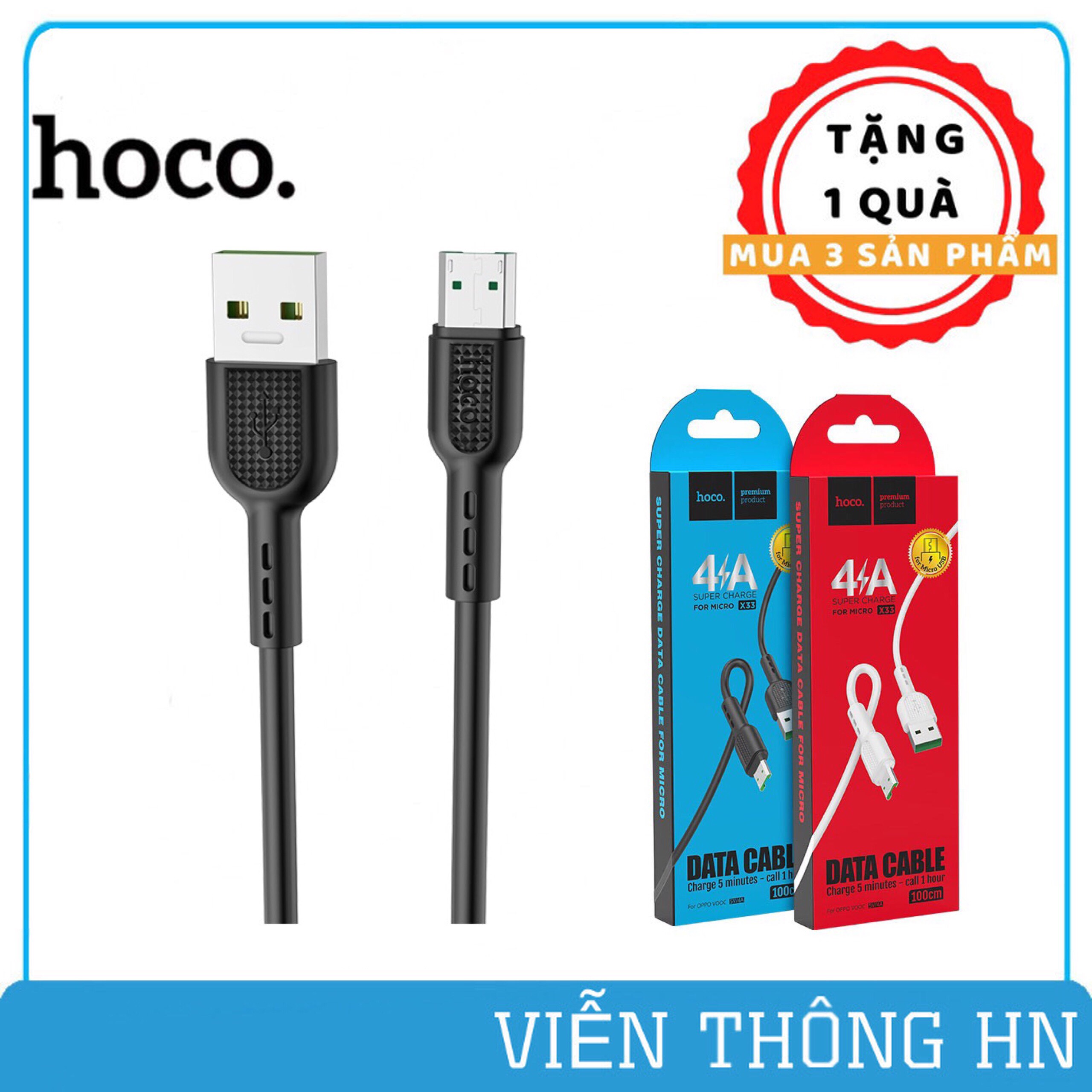 Dây sạc nhanh hoco u53 - cáp sạc đầu type c 5a vooc micro usb 4a cho oppo samsung xiaomi ...vv