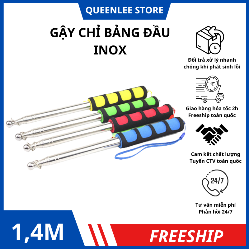 Gậy chỉ bảng, gậy treo cờ dẫn đoàn 1,4m, gậy chỉ bảng dạy học loại 1 queen lee store